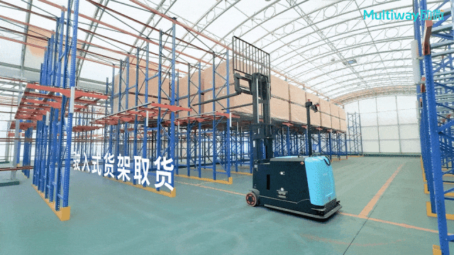 驶入式货架无人智能叉车应用案例-劢微机器人
