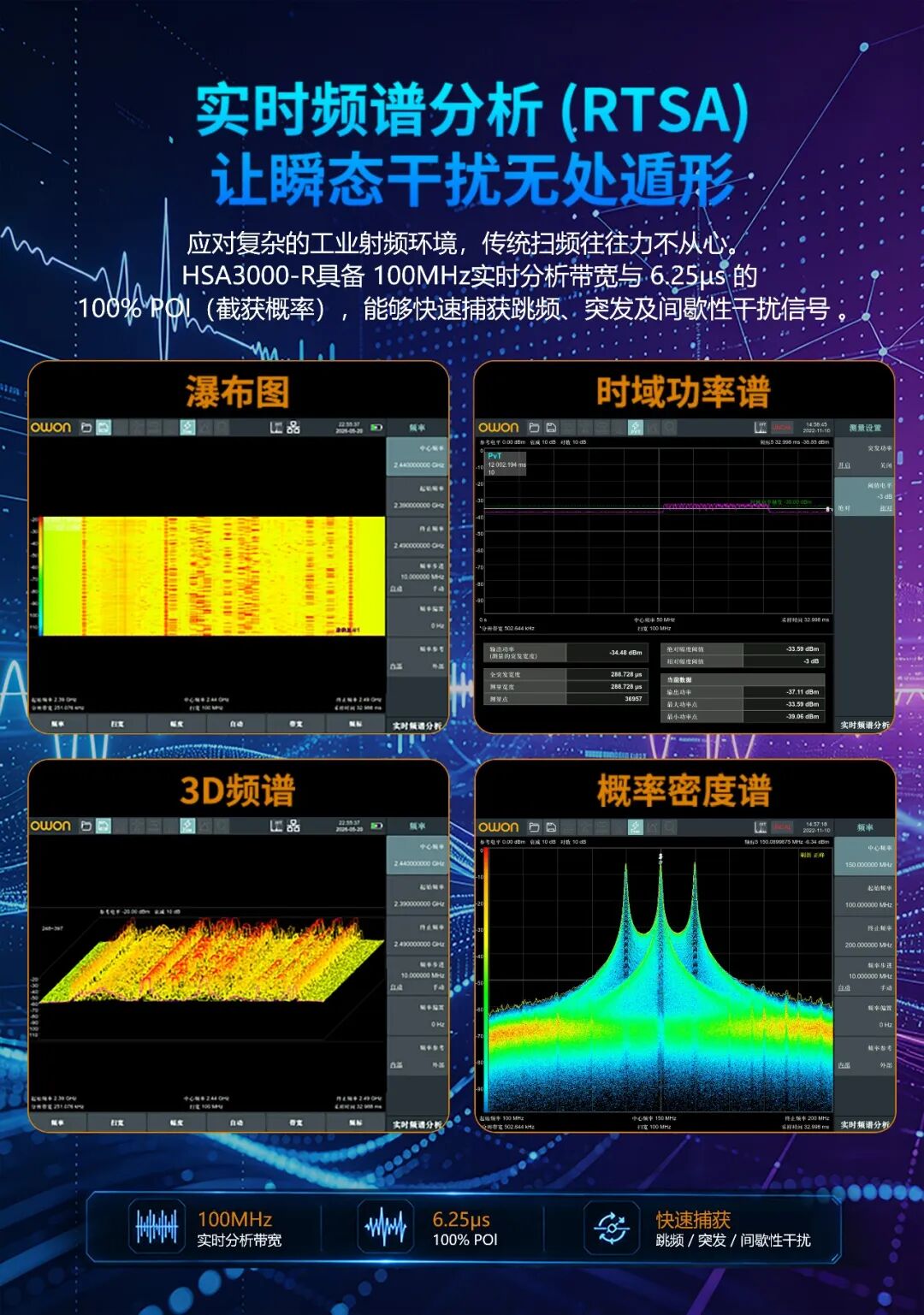 HSA3000-R系列手持实时频谱+矢量网络分析仪