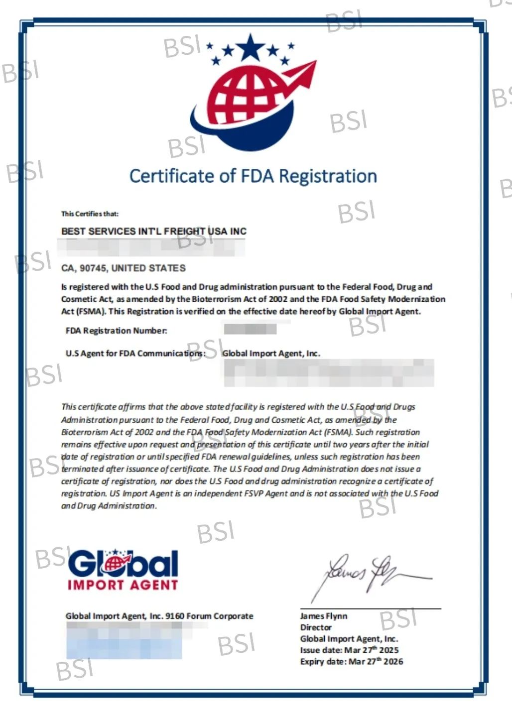 Global Import Agent Certificate of FDA Registration - Best Services - 2026_00(1).png