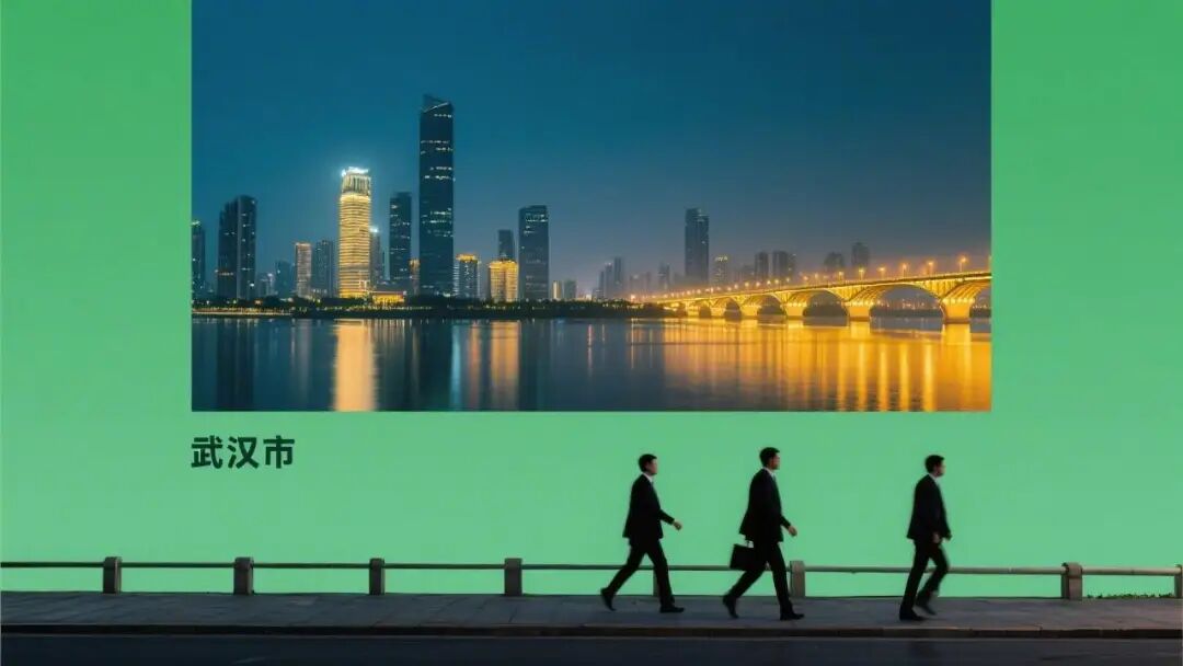 武汉城市夜景上班族通勤顶部海报图片