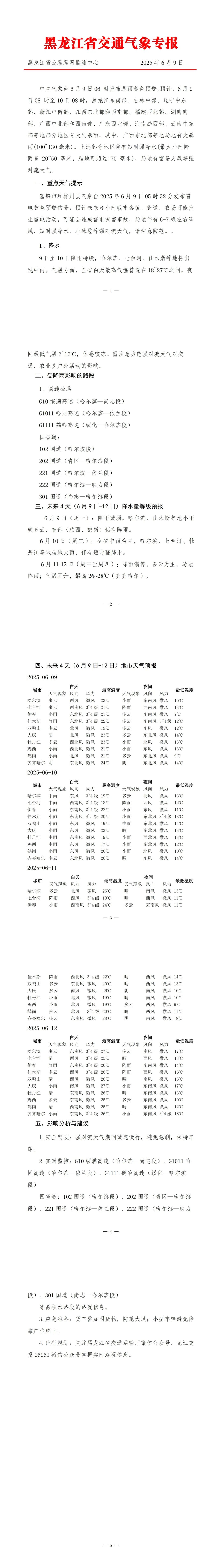 2025年06月09日齐齐哈尔天气,黑龙江省交通气象专报