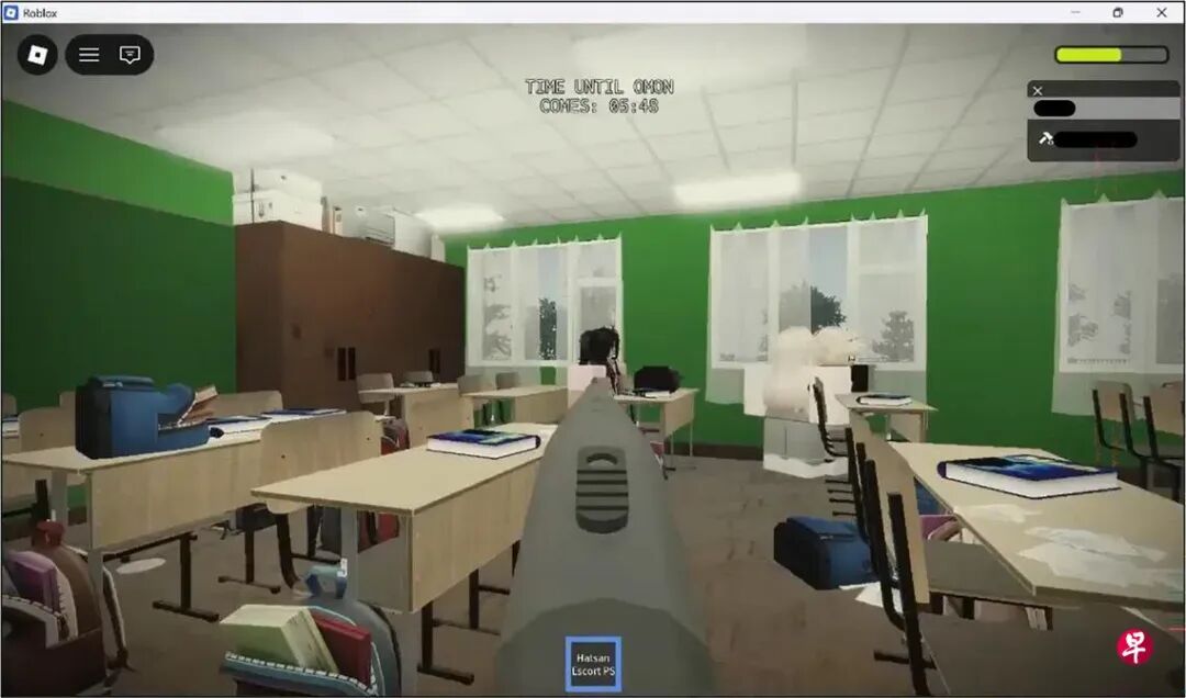 14岁少年接触网络游戏平台Roblox的第一人称射击游戏，内容包括重现真实校园枪击案。他把自己代入枪手角色，把曾欺负他的同学想象成游戏中的受害目标。 （内政部提供）