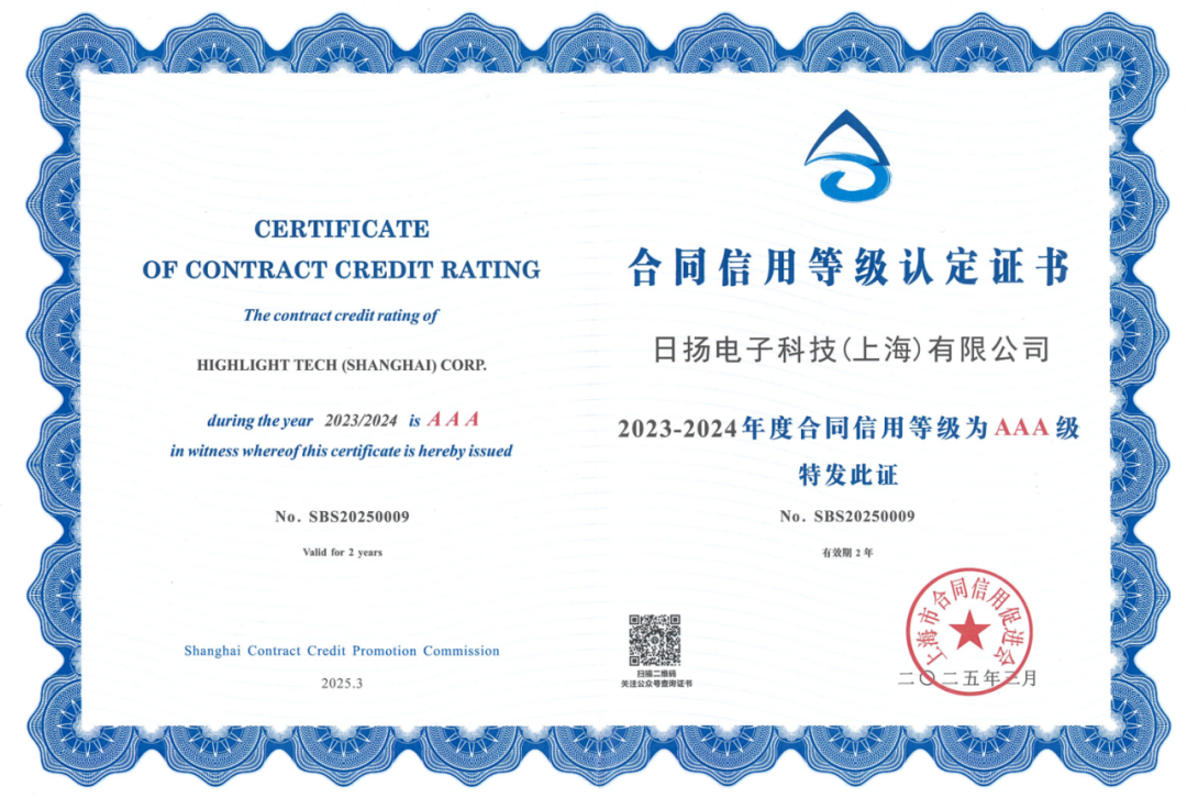 3A認證 | 日揚科技再度獲評“上海市守合同重信用