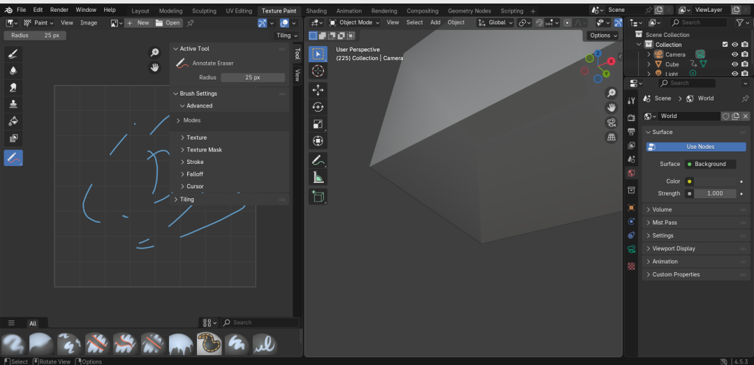Blender纹理绘制工作区