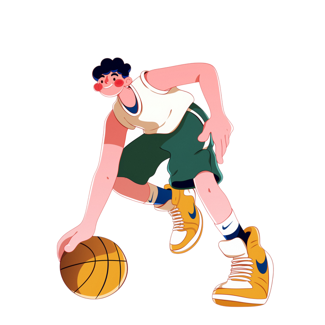 素材_健身系列扁平卡通少年打篮球元素_194042920.png