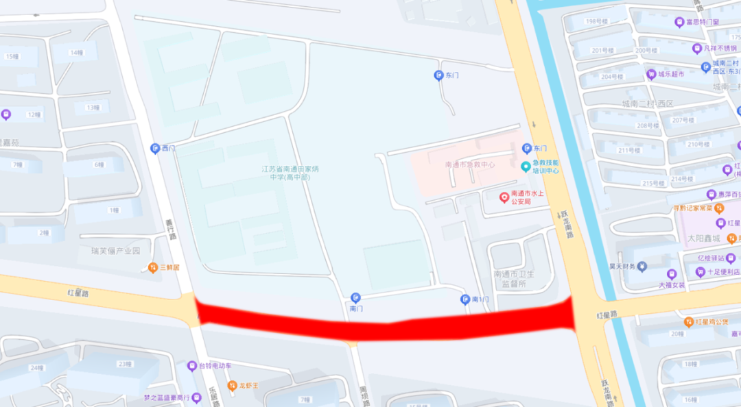 南通大学附属中学考点周边道路