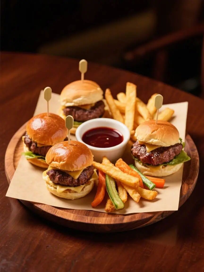 红酒牛排味小吃展示