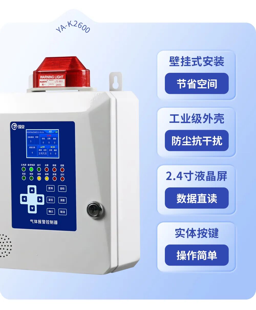 筑牢安全防线，严守工业底线！瑶安集团YA-K2600气体报警控制器重磅上市