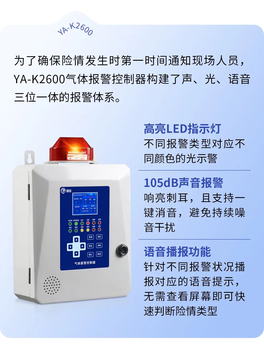 筑牢安全防线，严守工业底线！瑶安集团YA-K2600气体报警控制器重磅上市