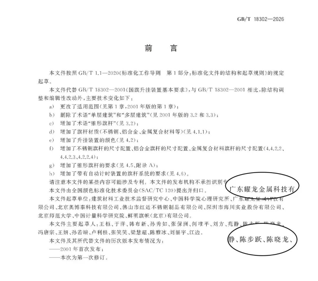 重要通知｜2026年8月旗杆新国标正式实施，耀龙参与定制国旗升挂装置标准