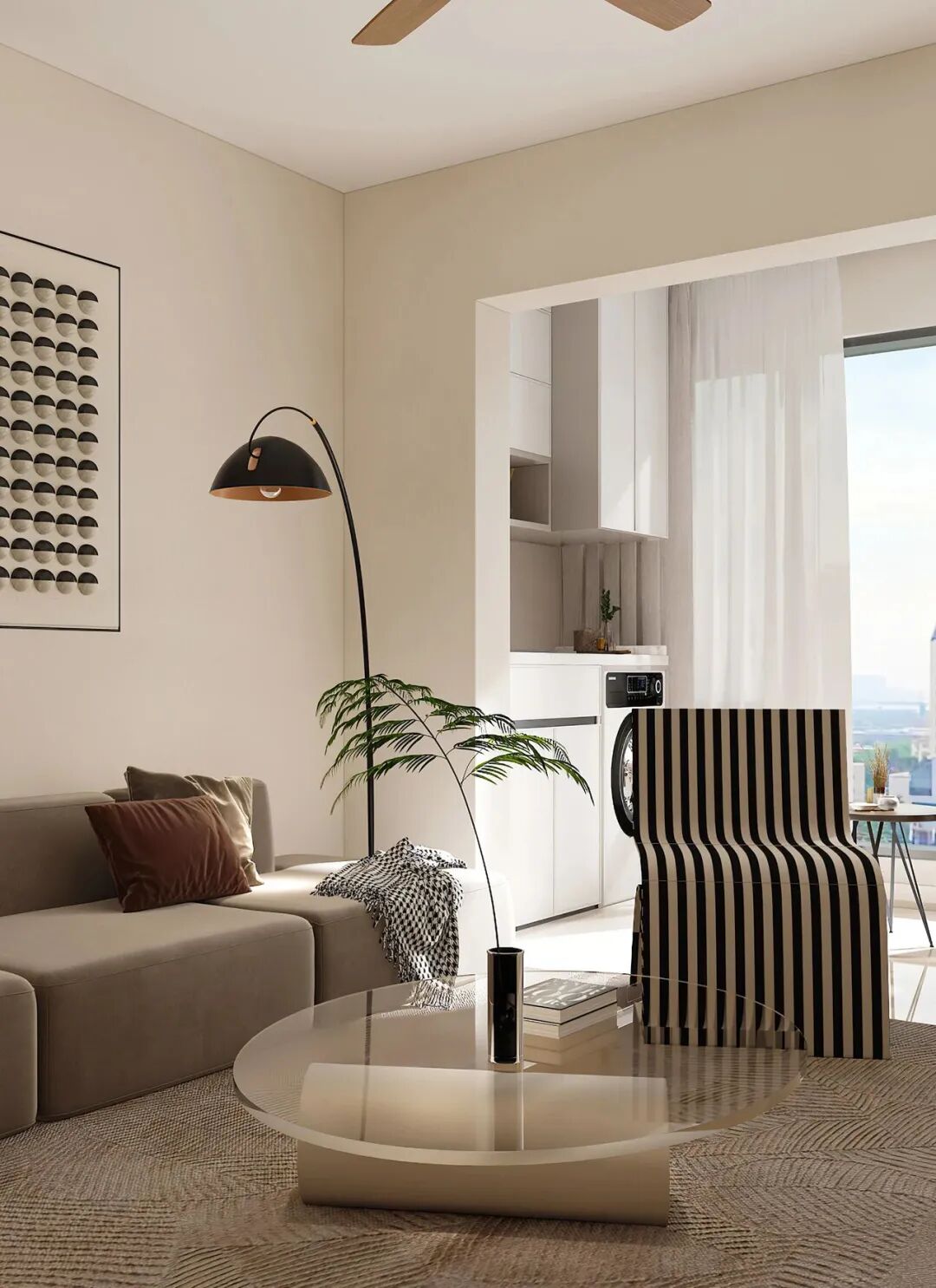 海湾明珠极简奶油风格115m²住宅