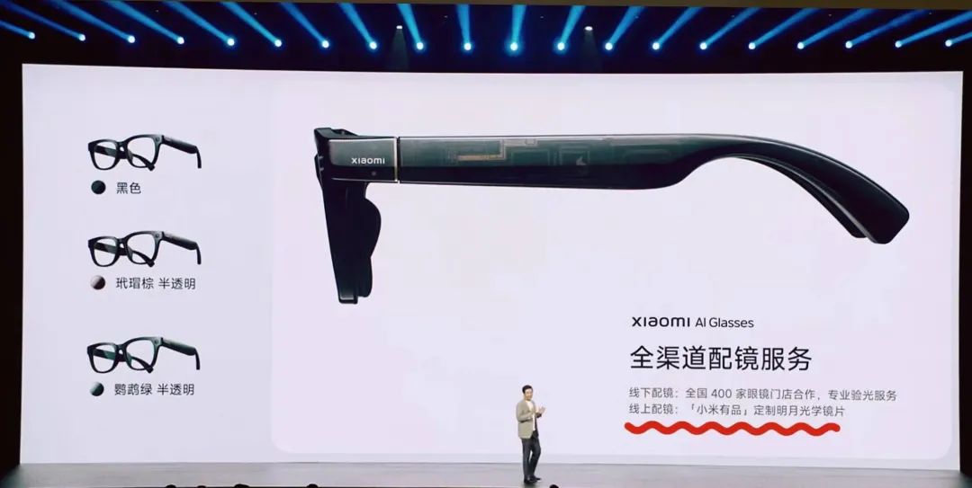 小米AI眼镜支持配有度数的镜片
