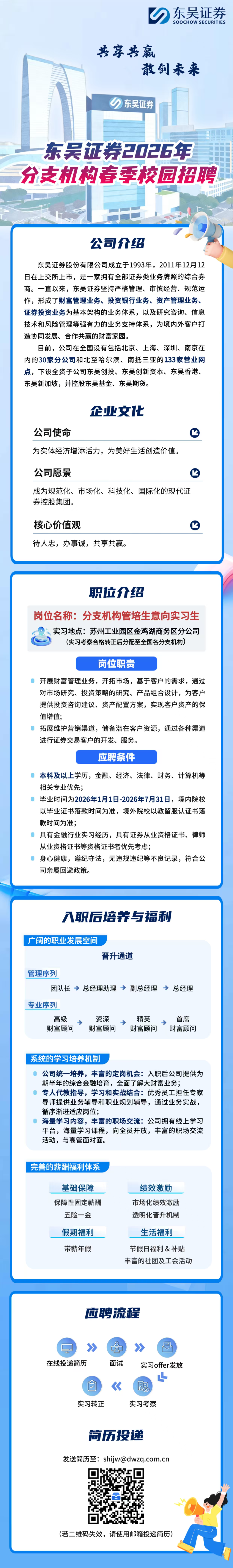 共享共赢，敢创未来丨东吴证券财富委2026年分支机构春季校园招聘2027校园招聘,东吴证券招聘 - 牛企直聘