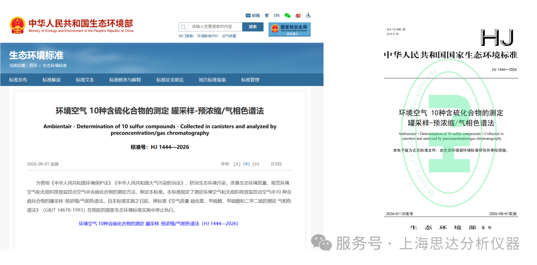 [解决方案] 环境空气 10种含硫化合物的测定