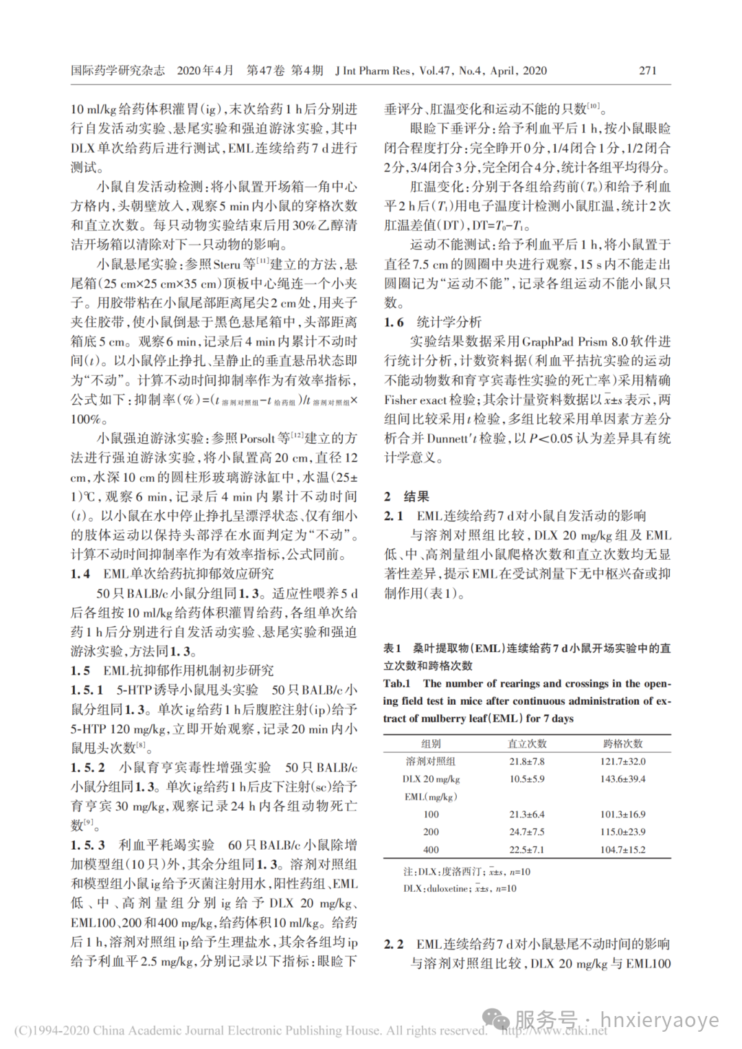 希尔天然药业桑叶提取物抗抑郁机制获证！《国际药学研究》新发现：显著改善小鼠行为绝望，关键在激活5-羟色胺系统
