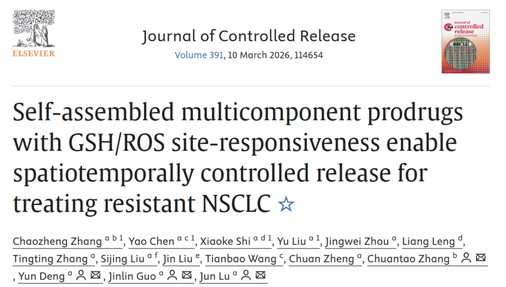 科技前沿丨GSH/ROS雙響應(yīng)自組裝多組分前藥用于耐藥性非小細(xì)胞肺癌的治療